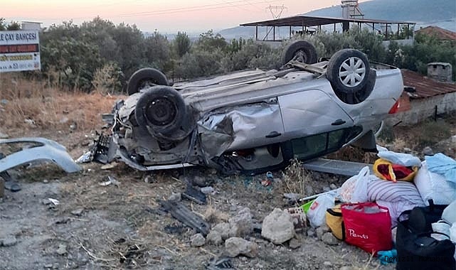 Kontrolden çıkan otomobil takla attı