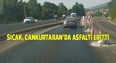 Sıcak, cankurtaran'da asfaltı eritti