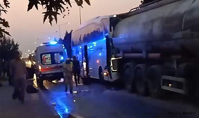 Yolcu otobüsü tankere çarptı: 21 yaralı