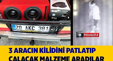 3 aracın kilidini patlatıp çalacak malzeme aradılar