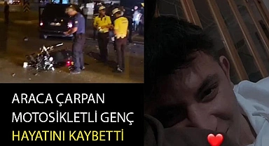Hafif ticari araca çarpan motosikletli genç hayatını kaybetti