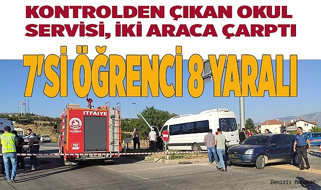 Kontrolden çıkan okul servisi, iki araca çarptı: 7'si öğrenci 8 yaralı
