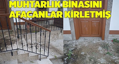 Muhtarlık binasına verilen zararın altından çocuklar çıktı