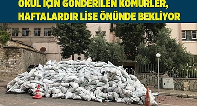 Okul için gönderilen kömürler, haftalardır lise  önünde alınmayı bekliyor