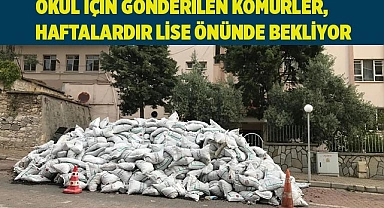 Okul için gönderilen kömürler, haftalardır lise  önünde alınmayı bekliyor