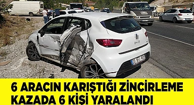 Sabıkalı virajda 6 aracın karıştığı zincirleme kazada 6 kişi yaralandı