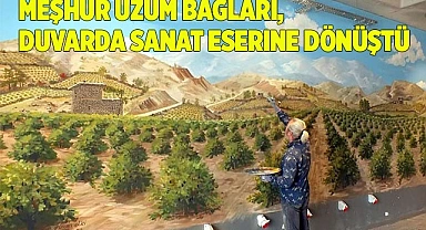 Meşhur üzüm bağları, duvarda sanat eserine dönüştü