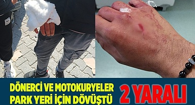 Motokuryeler ile dönerci arasında park yeri kavgası: 2 yaralı