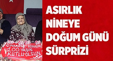 100. yaşına giren yaşlı kadına, torunlarından sürpriz doğum günü
