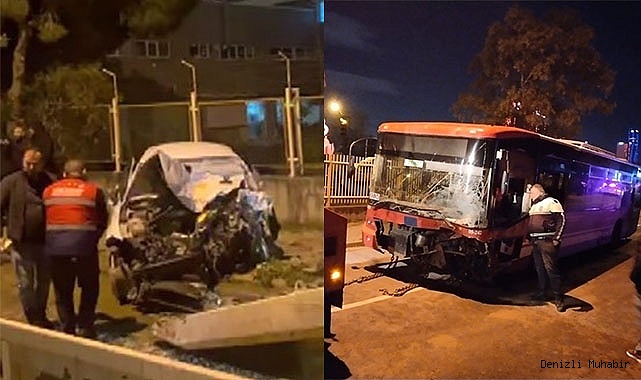 Belediye otobüsü ile otomobil kafa kafaya çarpıştı: 1 ölü, 2 yaralı