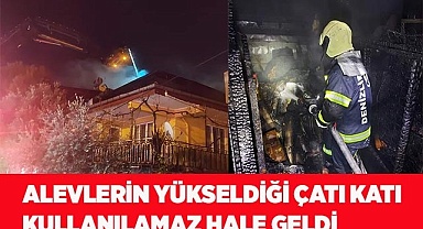 Alevlerin yükseldiği çatı katı kullanılamaz hale geldi