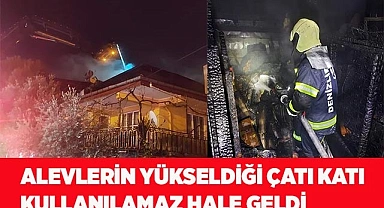Alevlerin yükseldiği çatı katı kullanılamaz hale geldi