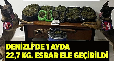 Denizli’de 1 ayda 22,7 kg. esrar ele geçirildi