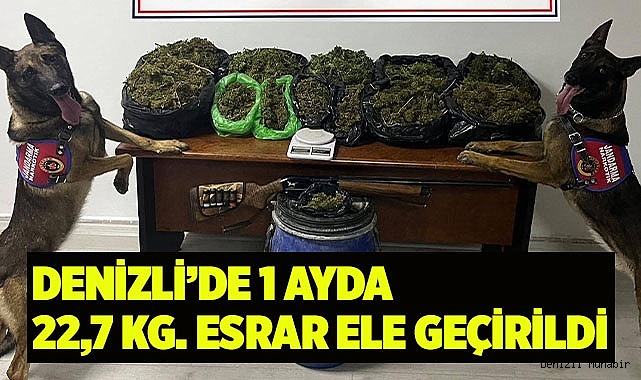 Denizli’de 1 ayda 22,7 kg. esrar ele geçirildi
