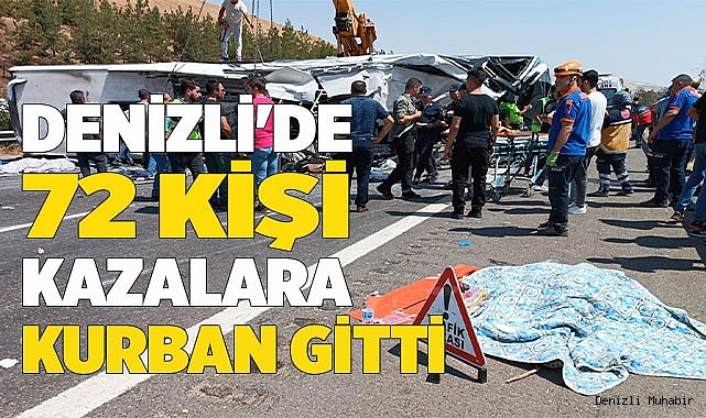 Denizli'de 2023 yılındaki  kazalarda 72 kişi can verdi