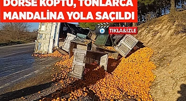 Kopan dorsedeki tonlarca mandalina yola saçıldı