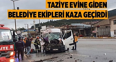 Şehidin evine giden belediye ekipleri kaza geçirdi
