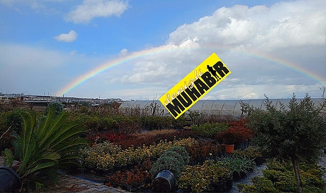 Denizli’de yağışın ardından oluşan çift gökkuşağı büyüledi