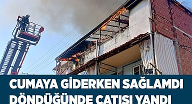 Tamir ettiği çatıyı yanarken buldu