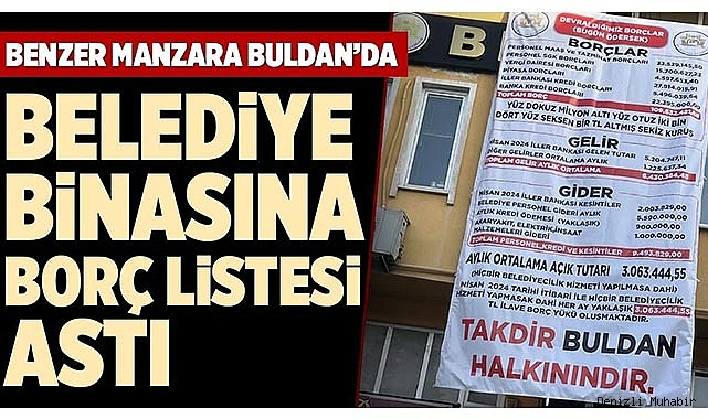 BELEDİYE BİNASINA BORÇ LİSTESİ ASTI