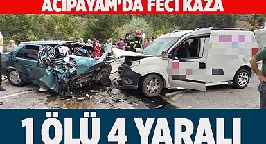 Acıpayam'da feci kaza 1 ölü 4 yaralı