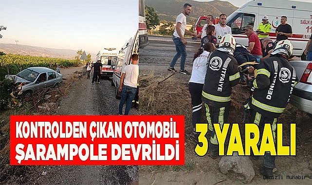 Kontrolden çıkan otomobil şarampole devrildi: 3 yaralı