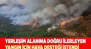 Yerleşim alanına doğru ilerleyen yangın için hava desteği istendi