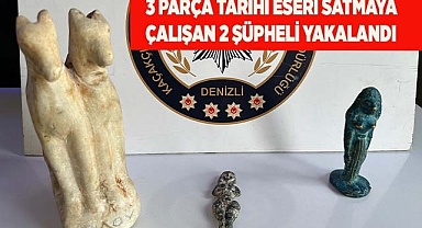 3 parça tarihi eseri satmaya çalışan 2 şüpheli yakalandı