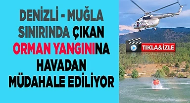 Denizli - Muğla sınırında çıkan orman yangınına havadan müdahale ediliyor