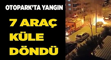 Otoparktan yükselen alevler 7 aracı kül etti