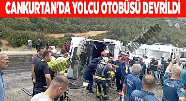Denizli Cankurtaran'da yolcu otobüsü devrildi