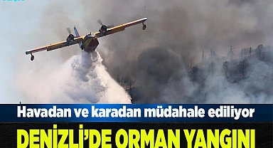 Denizli’de orman yangınına havadan ve karadan müdahale ediliyor