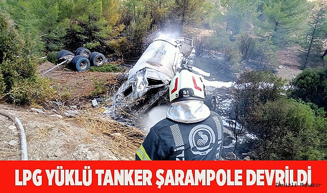 LPG yüklü tanker şarampole devrildi