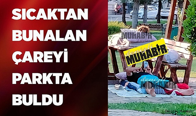 Sıcaktan bunalan aile, serinliği parkta buldu