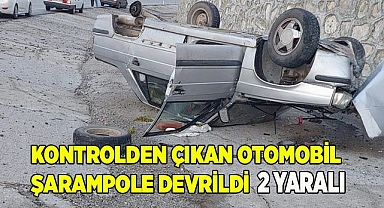 Kontrolden çıkan otomobil şarampole devrildi; 2 yaralı
