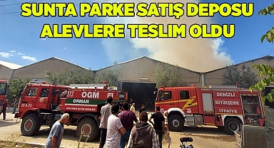Sunta parke satış deposu alevlere teslim oldu