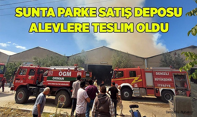 Sunta parke satış deposu alevlere teslim oldu