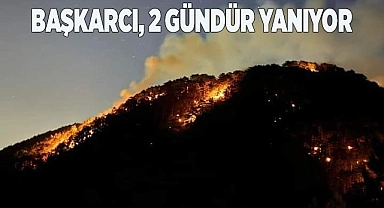 Denizli’de 2. gününe giren yangından yükselen alevler geceyi aydınlattı