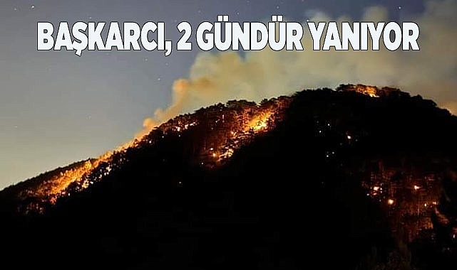 Denizli’de 2. gününe giren yangından yükselen alevler geceyi aydınlattı
