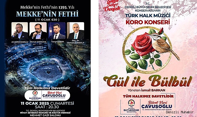 Denizli Büyükşehir'den hafta sonuna iki özel etkinlik