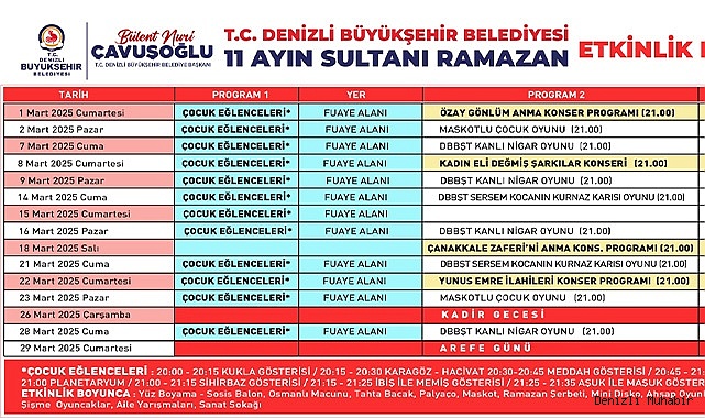 Denizli Büyükşehir’den ramazan etkinlikleri