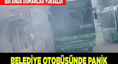 Belediye otobüsünü kaplayan dumanlar korku dolu anlar yaşattı