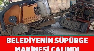 BELEDİYENİN SÜPÜRGE MAKİNESİ ÇALINDI