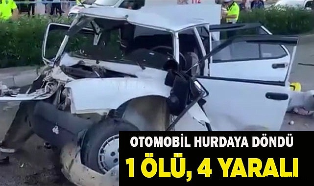 Ağaca çarpan araç hurdaya döndü: 1ölü, 4 yaralı