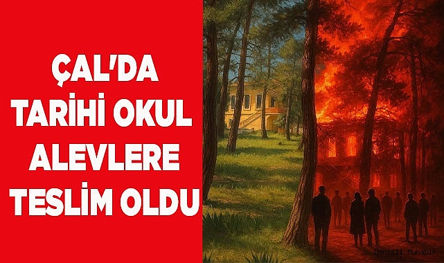ÇAL'DA TARİHİ OKUL  ALEVLERE TESLİM OLDU
