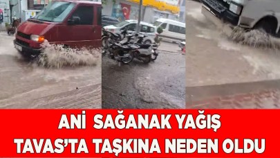 Ani  sağanak yağış Tavas’ta taşkına neden oldu