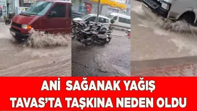 Ani  sağanak yağış Tavas’ta taşkına neden oldu