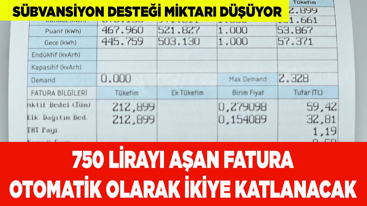 750 lirayı geçen elektrik faturası ikiye katlanacak