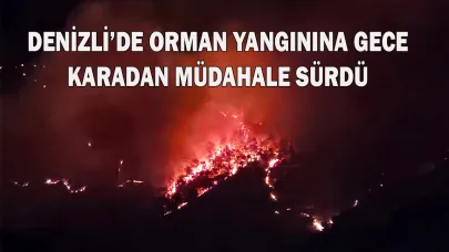 Denizli’de orman yangınına gece karadan müdahale sürüyor