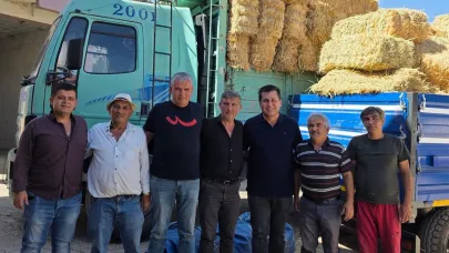 Yangınından etkilenen üreticilere saman desteği